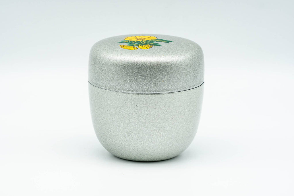 Japanese Natsume - Silver Floral Lacquered Matcha Tea Caddy - 100ml