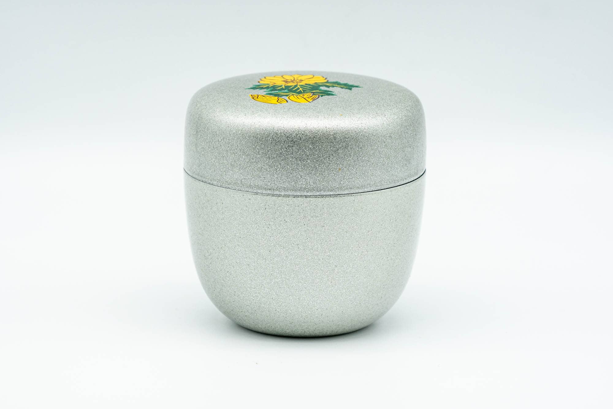 Japanese Natsume - Silver Floral Lacquered Matcha Tea Caddy - 100ml