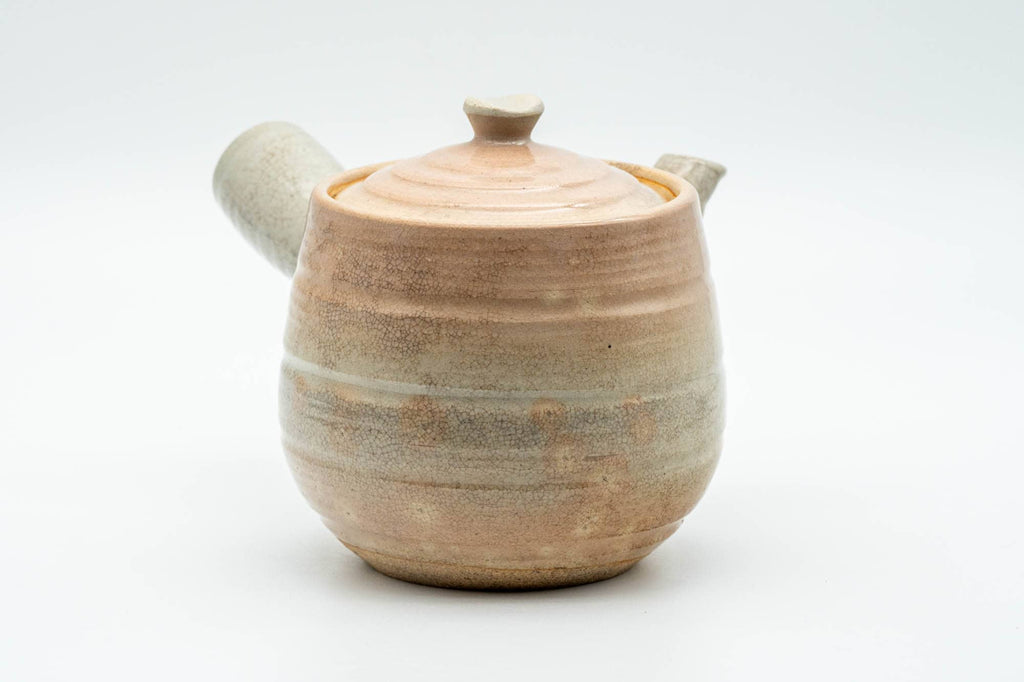Japanese Kyusu - Beige Pink Spiraling Hagi-yaki Do-ake Teapot - 340ml