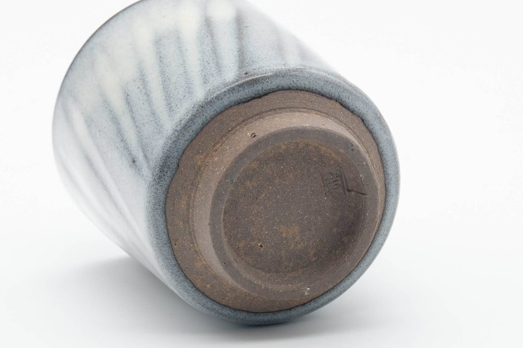 Japanese Teacup - Spiraling White Grey Glazed Yunomi - 130ml
