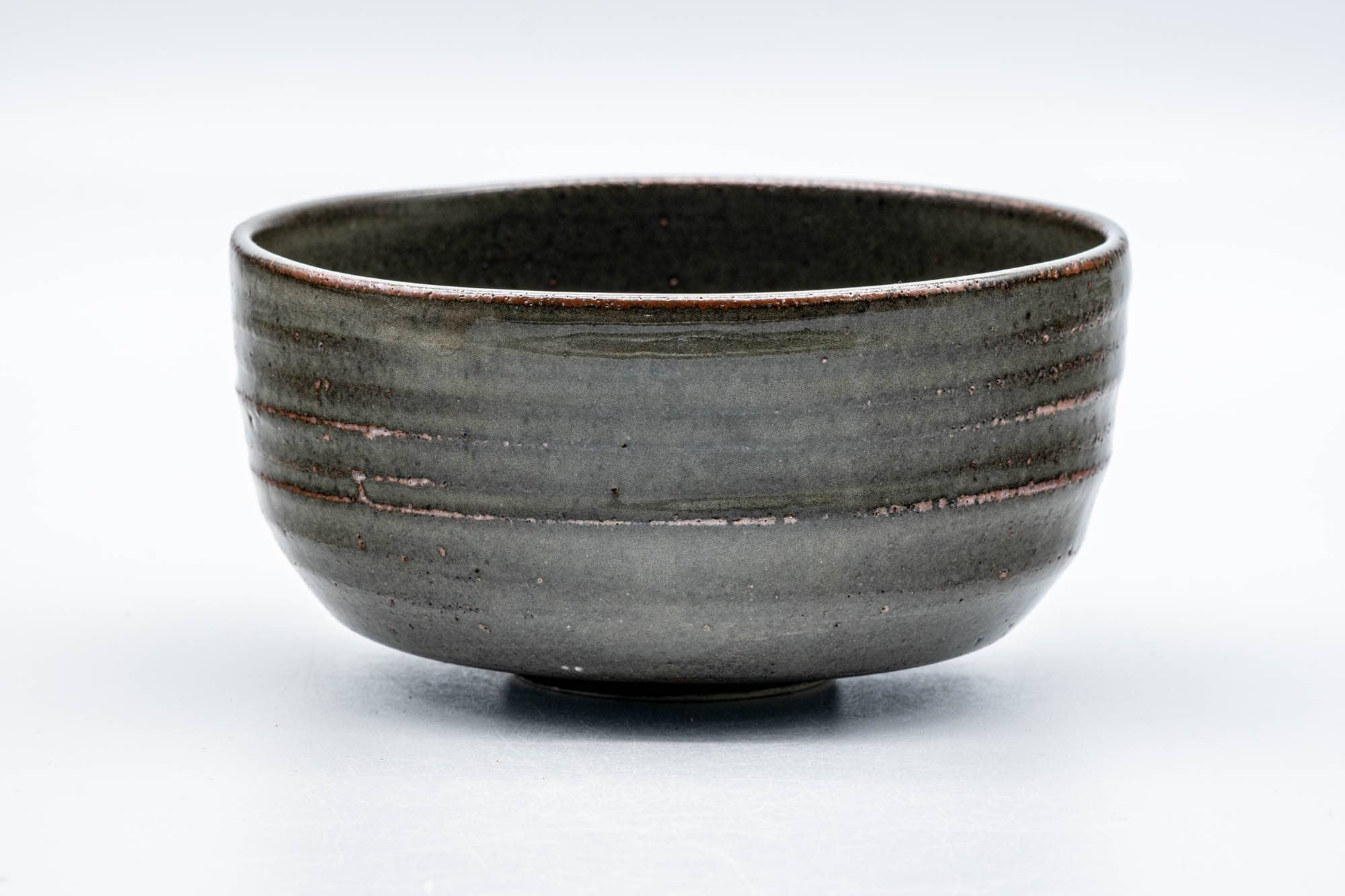 Japanese Matcha Bowl - Dark Green Spiraling Wabi-Sabi Chawan - 300ml