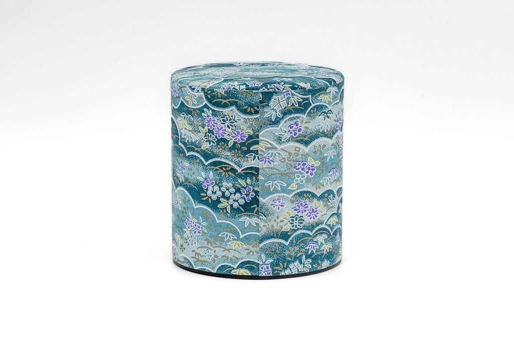 Turquoise Floral Washi Tea Canister - 150g