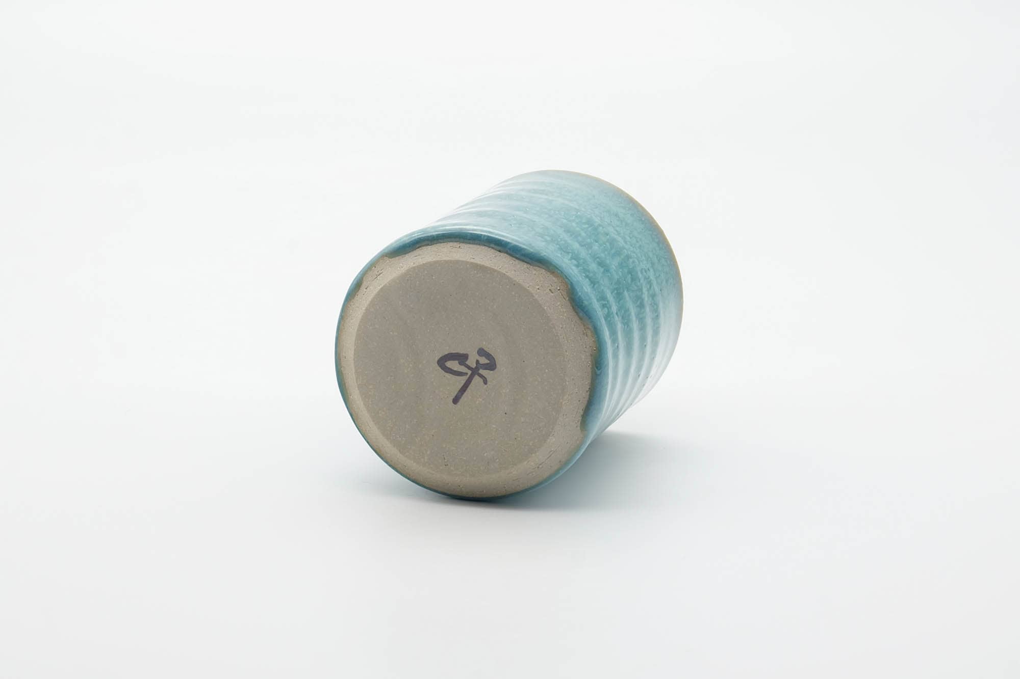 Japanese Teacup - Large Spiraling Teal Glazed Yunomi - 250ml