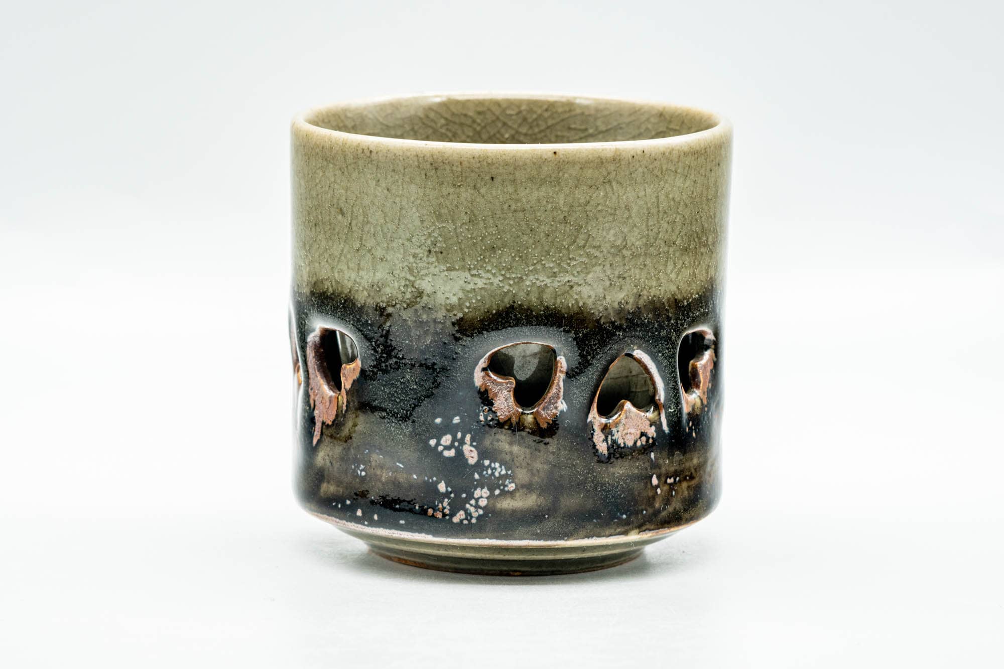 Japanese Teacup - Celadon Double-Walled Obori Soma-yaki Yunomi - 150ml