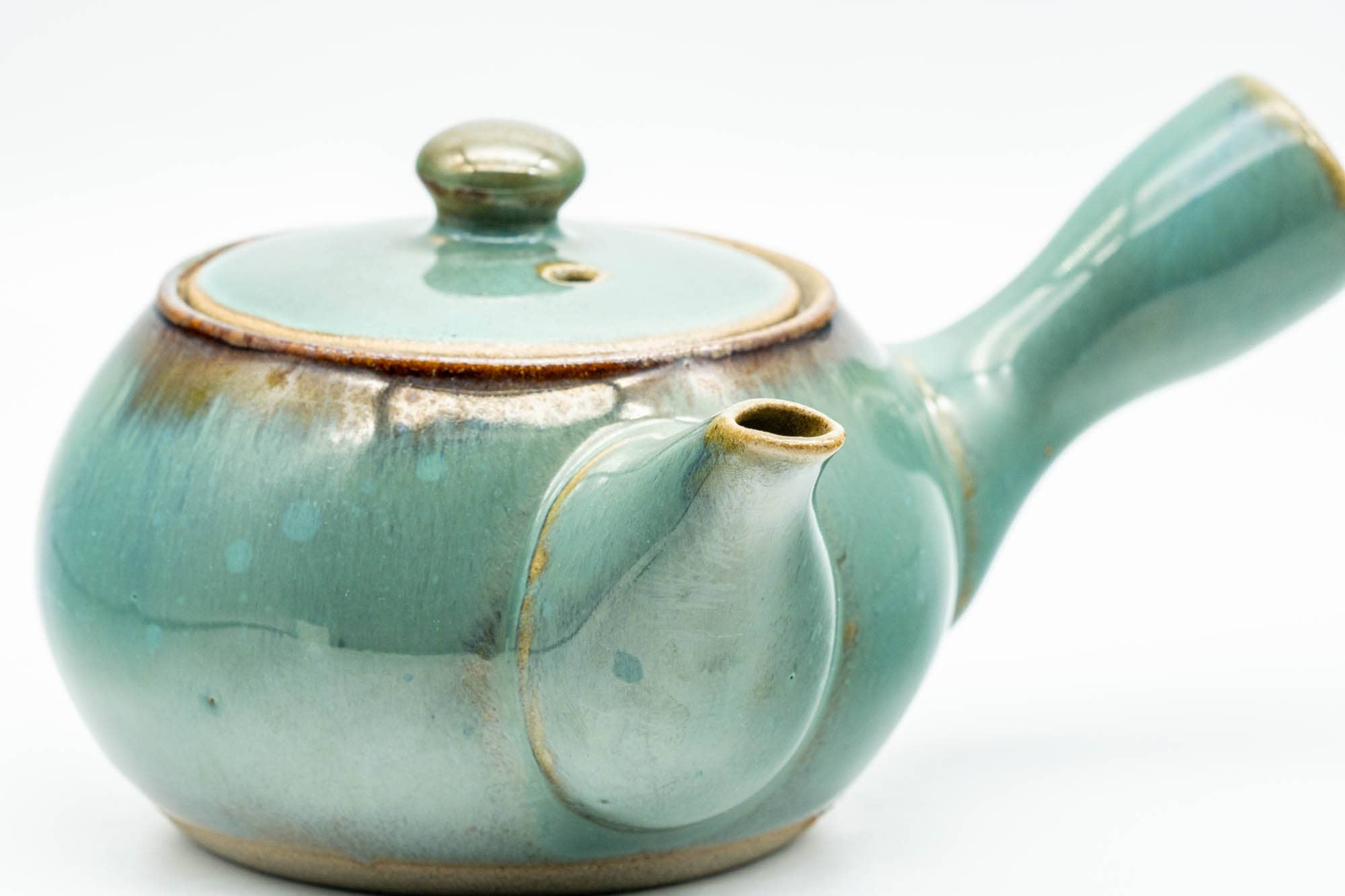 Japanese Kyusu - Green Teal Ceramic Debeso Teapot - 200ml