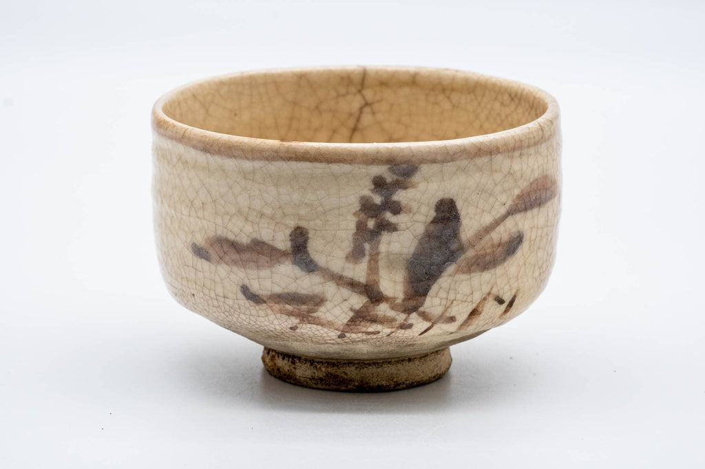 Japanese Matcha Bowl - Floral Cream Shino Glazed Chawan - 300ml