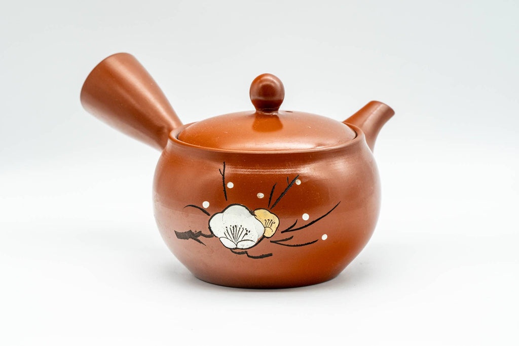 Japanese Kyusu - Plum Blossom Tokoname-yaki Teapot with Mesh Strainer - 350ml