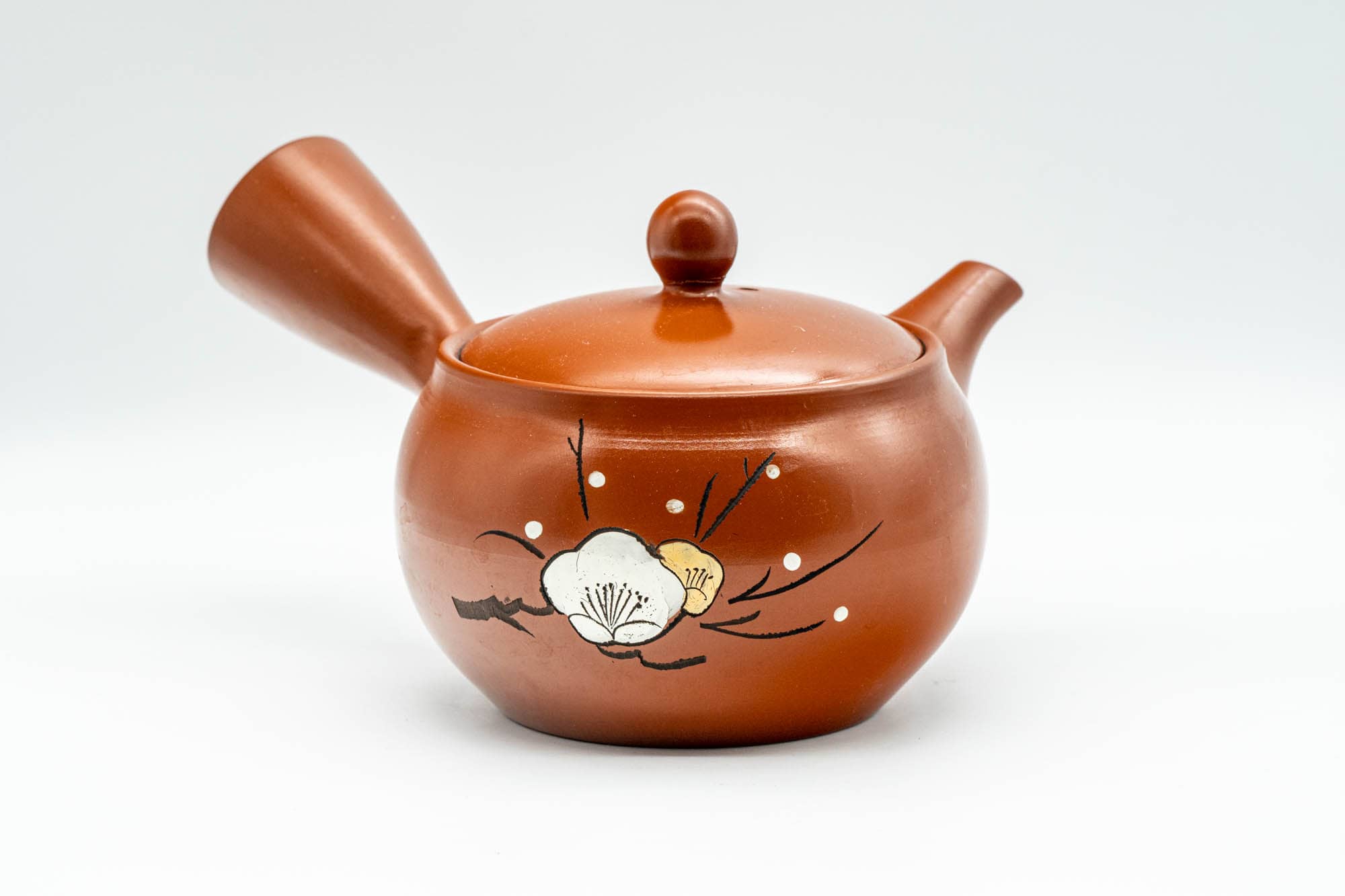 Japanese Kyusu - Plum Blossom Tokoname-yaki Teapot with Mesh Strainer - 350ml