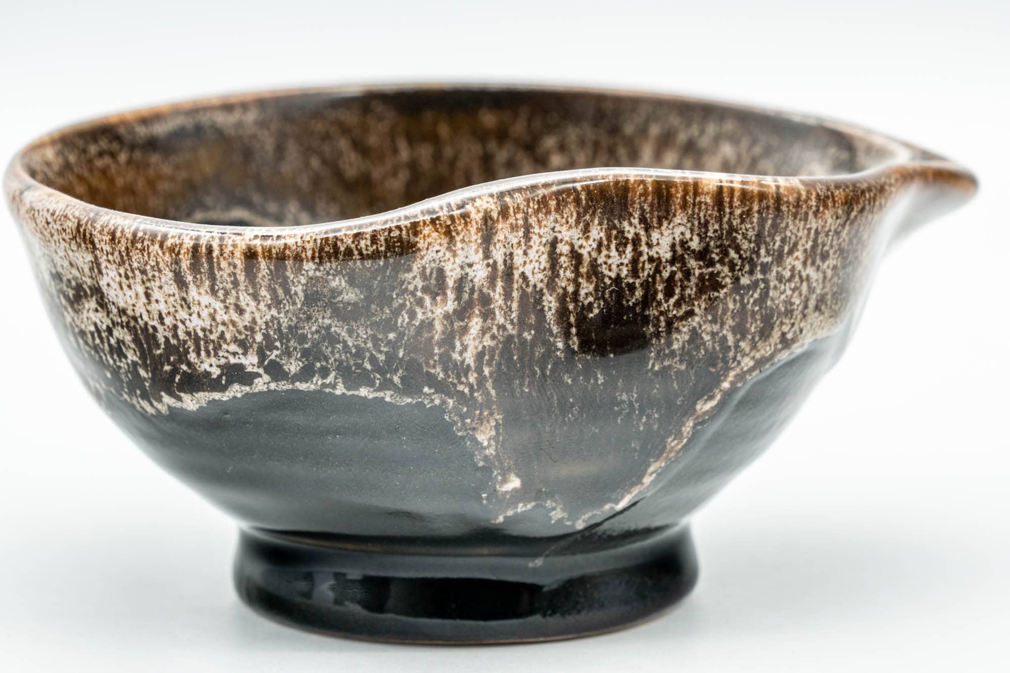 Japanese Katakuchi - Black and Brown Hare's Fur Drip-Glazed Yuzamashi Water Cooler - 100ml