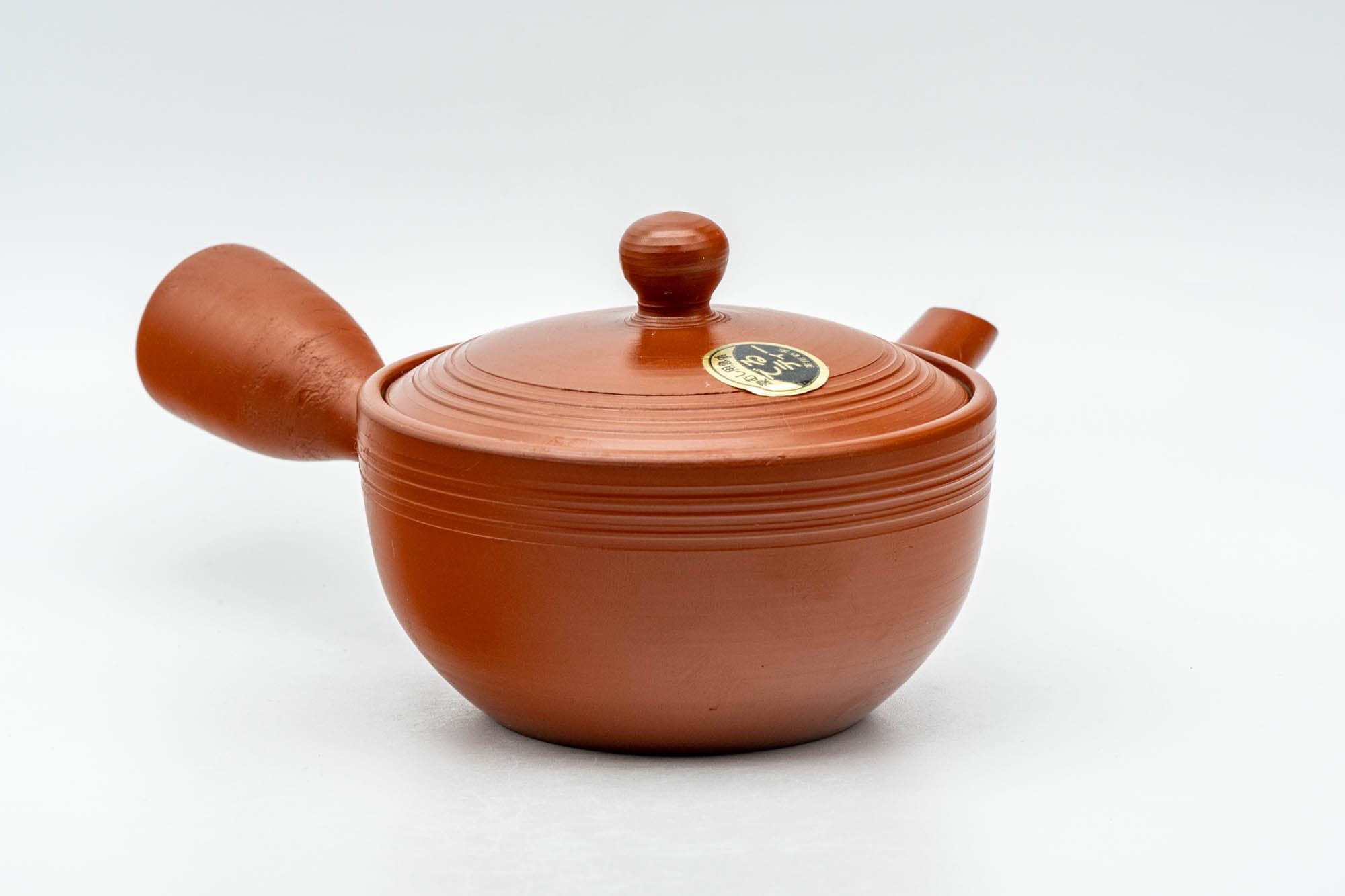 Japanese Kyusu - Spiraling Red Shudei Tokoname-yaki Mesh Teapot - 250ml