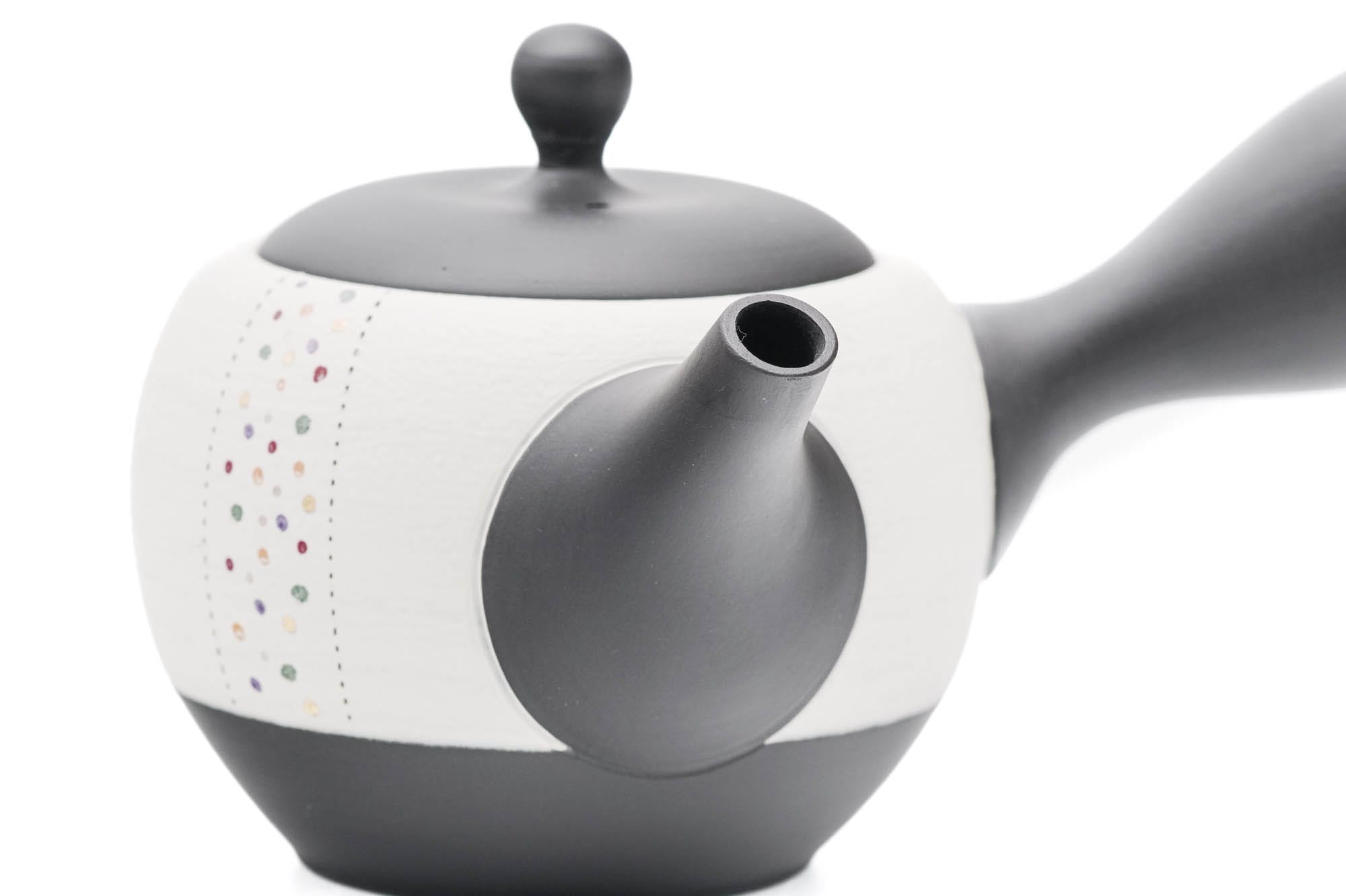 Black White Pearlescent Dots Tokoname Teapot - 300ml