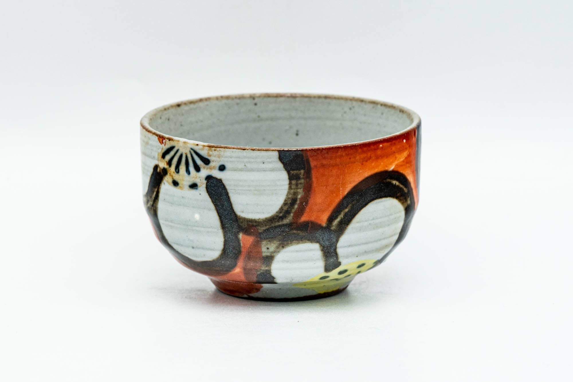Japanese Teacup - Floral White Red Glazed Guinomi - 55ml