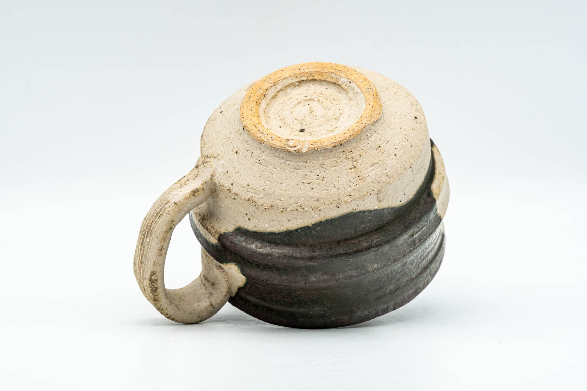 Japanese Teacup - Abstract Brown White Glazed Ushirode Yunomi - 200ml