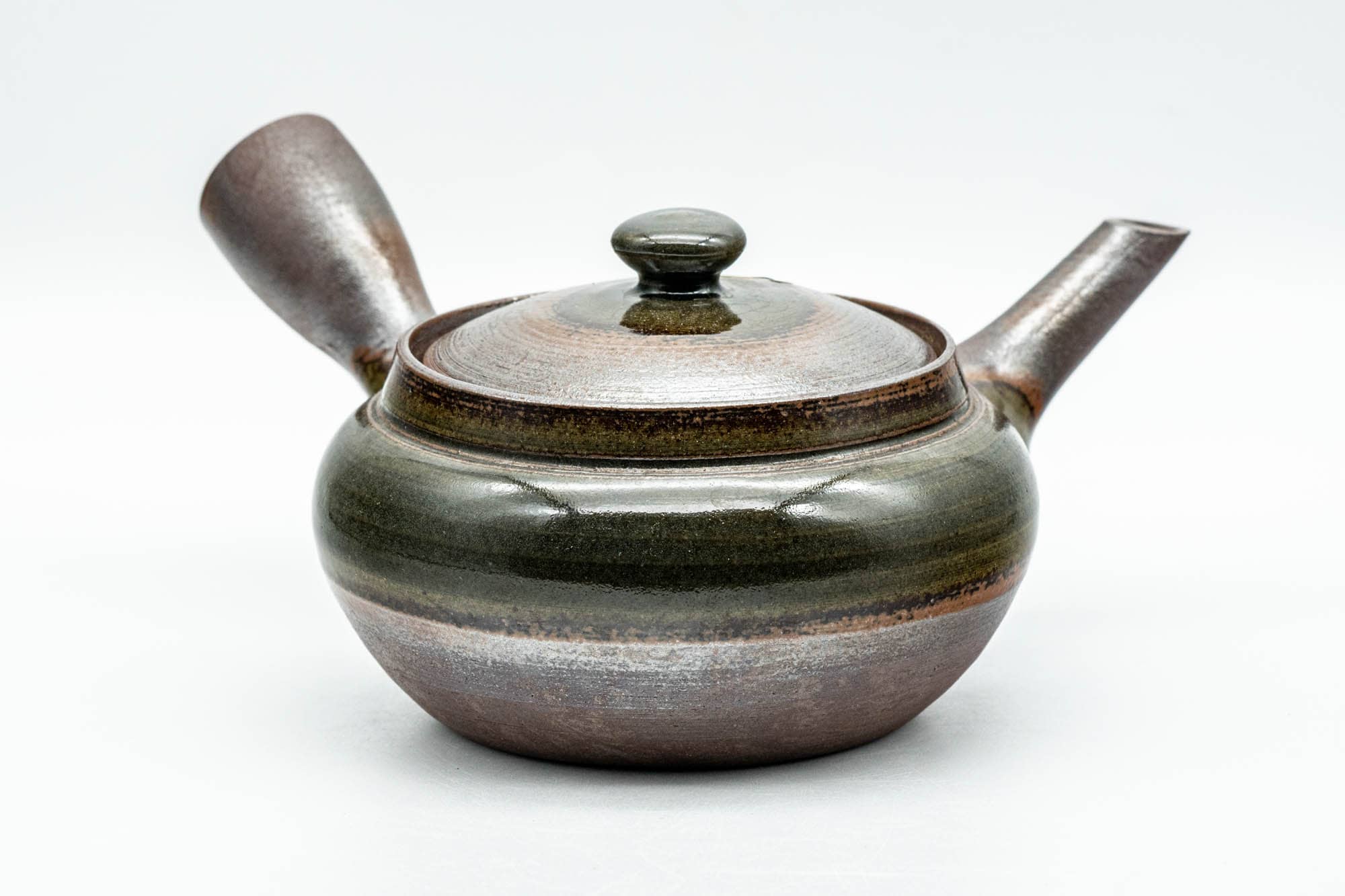 Japanese Kyusu - Green Ash Glazed Banko-yaki Mesh Teapot - 200ml