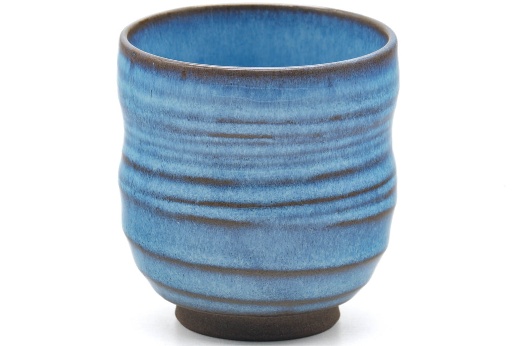 Japanese Teacup - Ocean Blue Glazed Spiraling Yunomi - 180ml