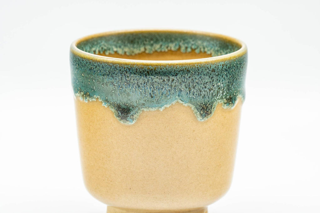 Japanese Teacups - Beige Turquoise Drip-Glazed Agano-yaki Yunomi - 85ml