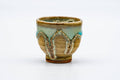 Japanese Teacup - Yellow Blue Drip-Glazed Textured Guinomi - 50ml