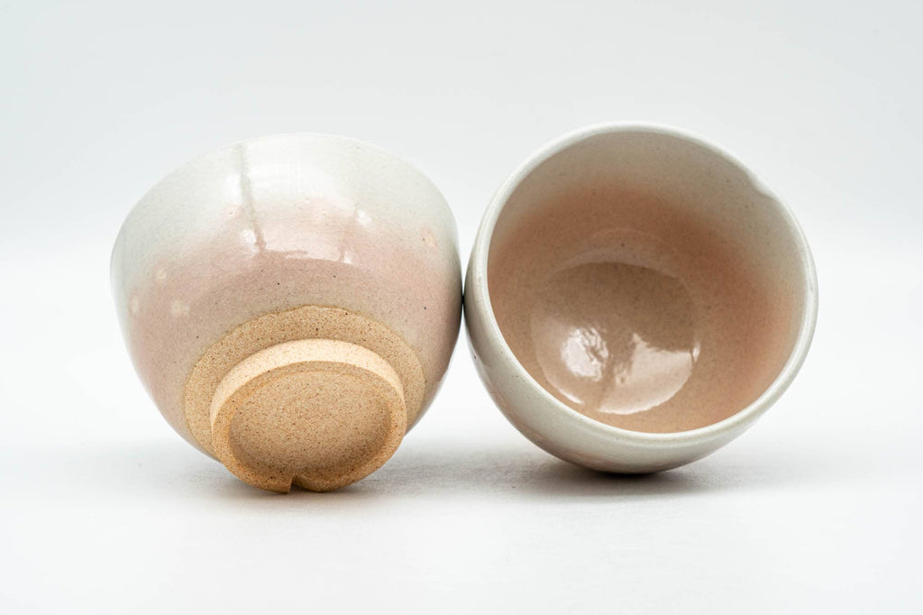 Japanese Teacups - Pair of Gohonte Pink Spotted Hagi-yaki Yunomi - 90ml