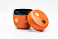 Japanese Natsume - Geometric Patterned Orange Black Lacquered Tea Caddy - 100ml