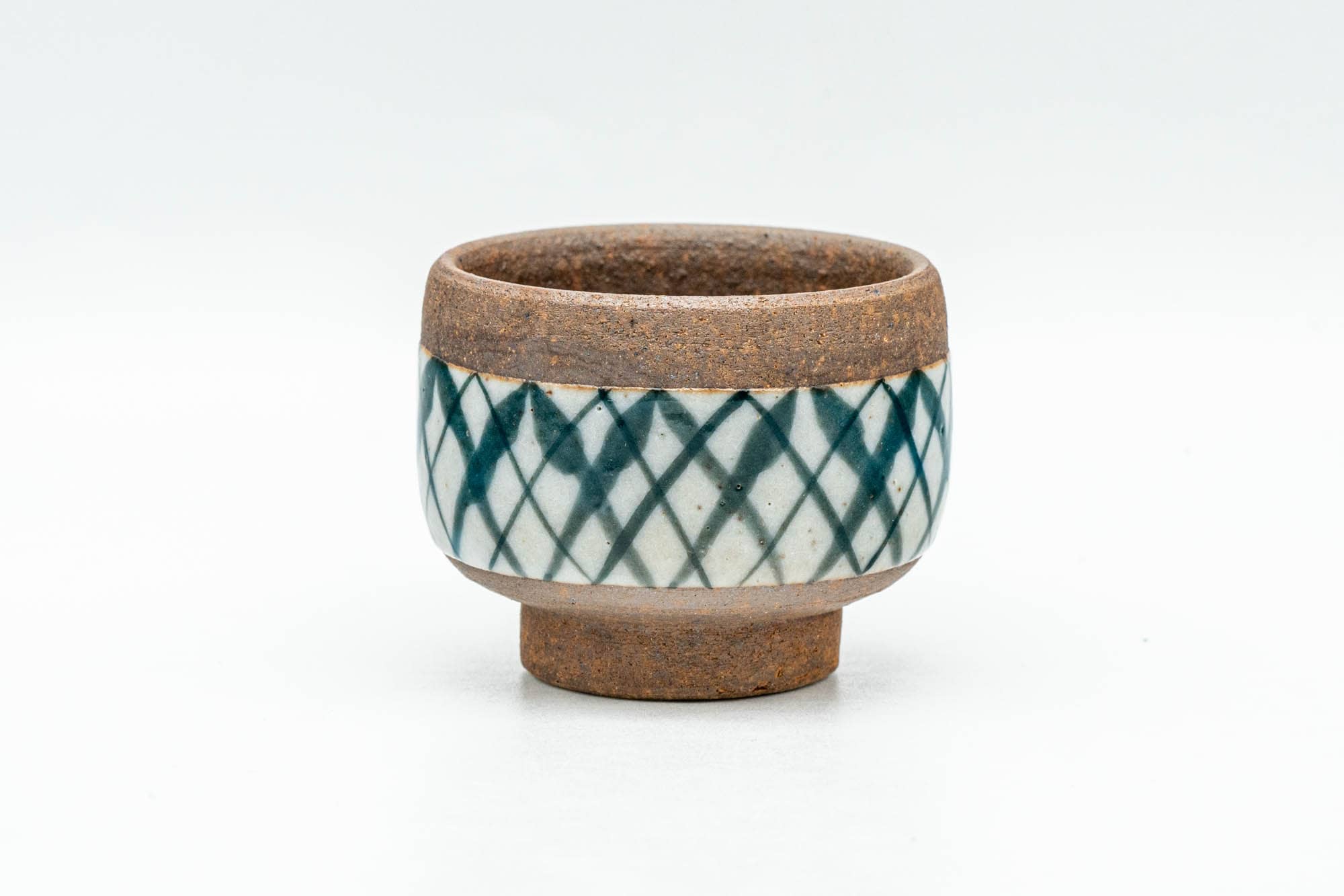 Japanese Teacup - Blue White Checkered Guinomi - 35ml
