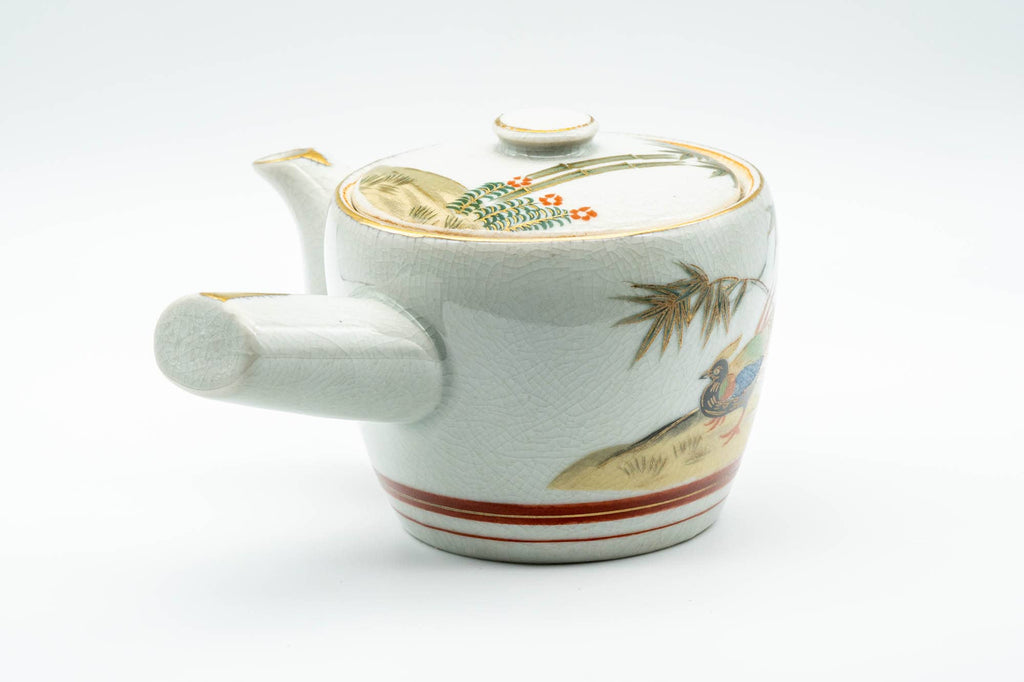 Japanese Kyusu - Bamboo Peacock Kutani-yaki Ceramic Filter Teapot - 400ml