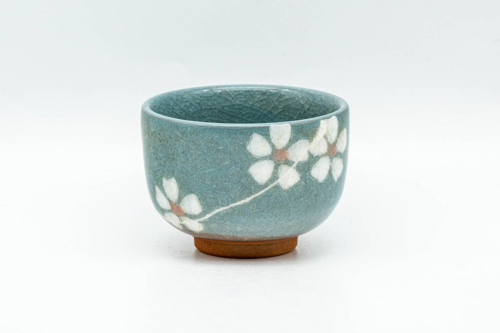 Japanese Teacup - Blue Celadon Glazed Sakura Guinomi - 40ml