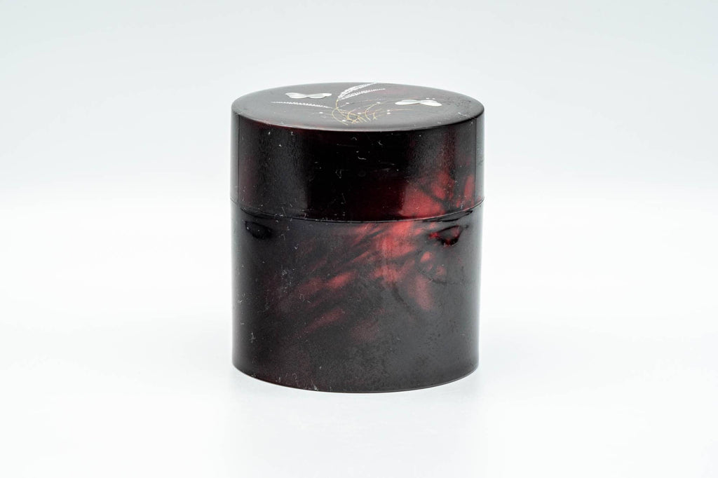 Japanese Chazutsu - Sparkling Butterflies Red Plastic Tea Canister - 300ml
