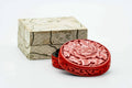 Japanese Kogo - Camellia Red Lacquered Wood Incense Container