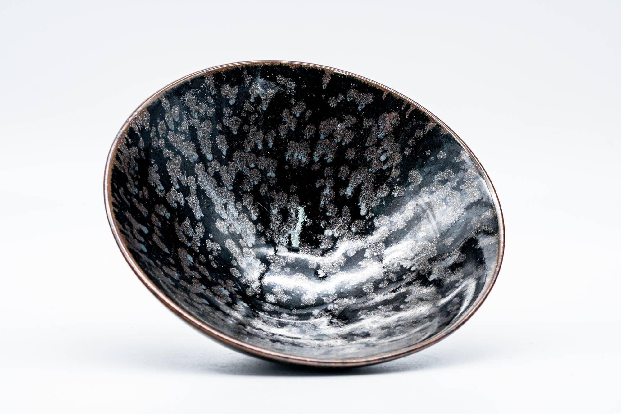 Japanese Matcha Bowl - Tenmoku Glazed Hira-gata Summer Chawan - 100ml