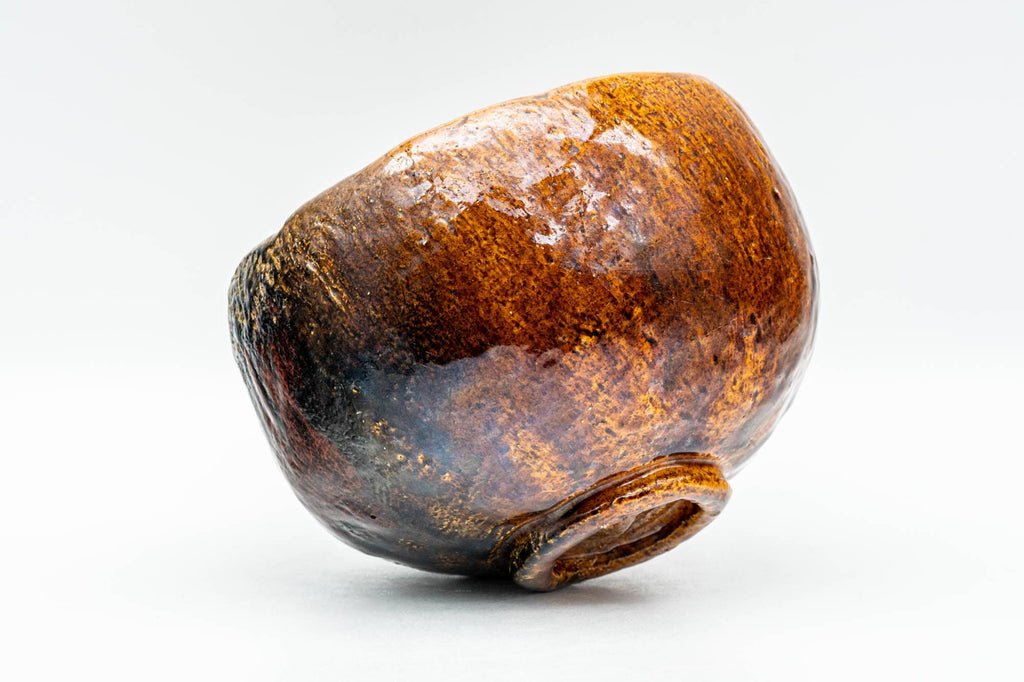 Japanese Matcha Bowl - 香野壮明 Kano Takeaki - Orange Candy Glazed Raku-gata Ohi-yaki Chawan with Wooden Box - 350ml