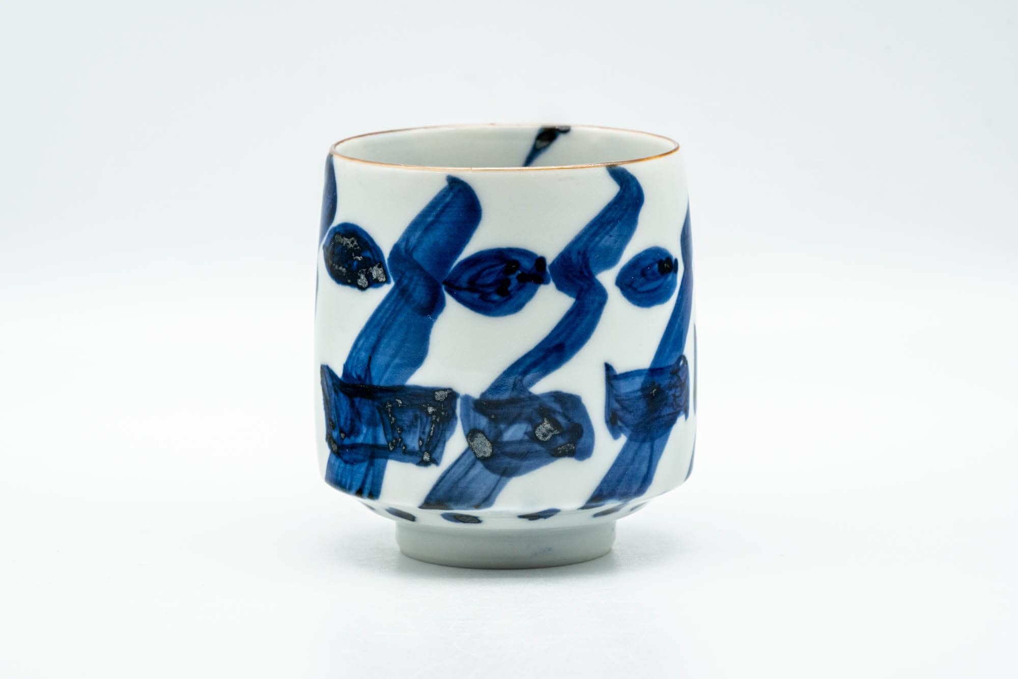 Japanese Teacup - Large Blue Geometric Patterned Arita-yaki Yunomi - 180ml