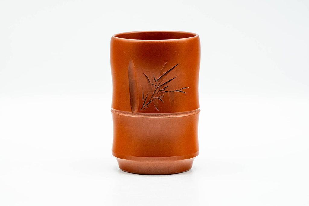 Japanese Teacup - Jinshu Itoh - Bamboo-Shaped Red Shudei Tokoname-yaki Yunomi - 160ml