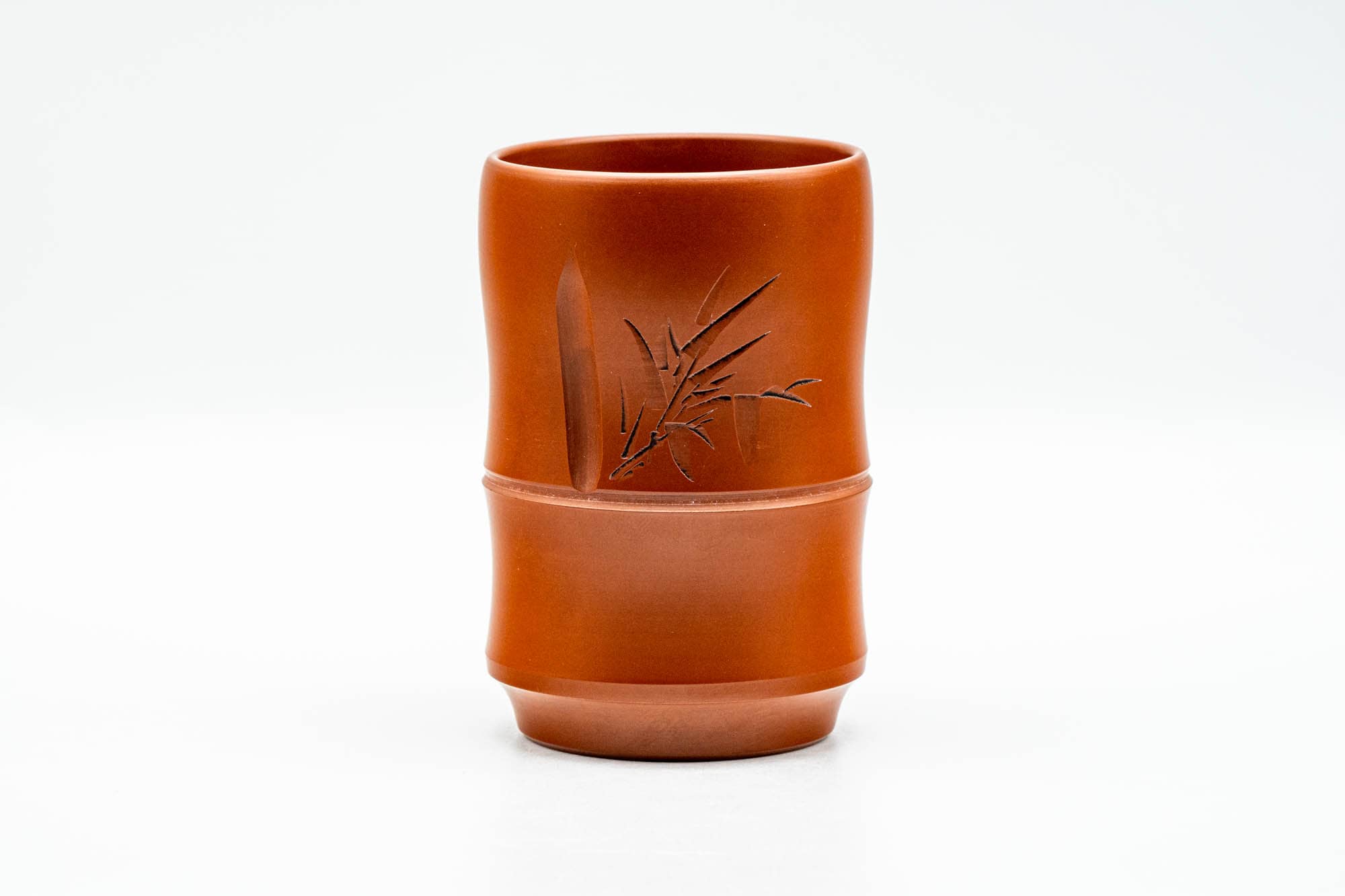 Japanese Teacup - Jinshu Itoh - Bamboo-Shaped Red Shudei Tokoname-yaki Yunomi - 160ml