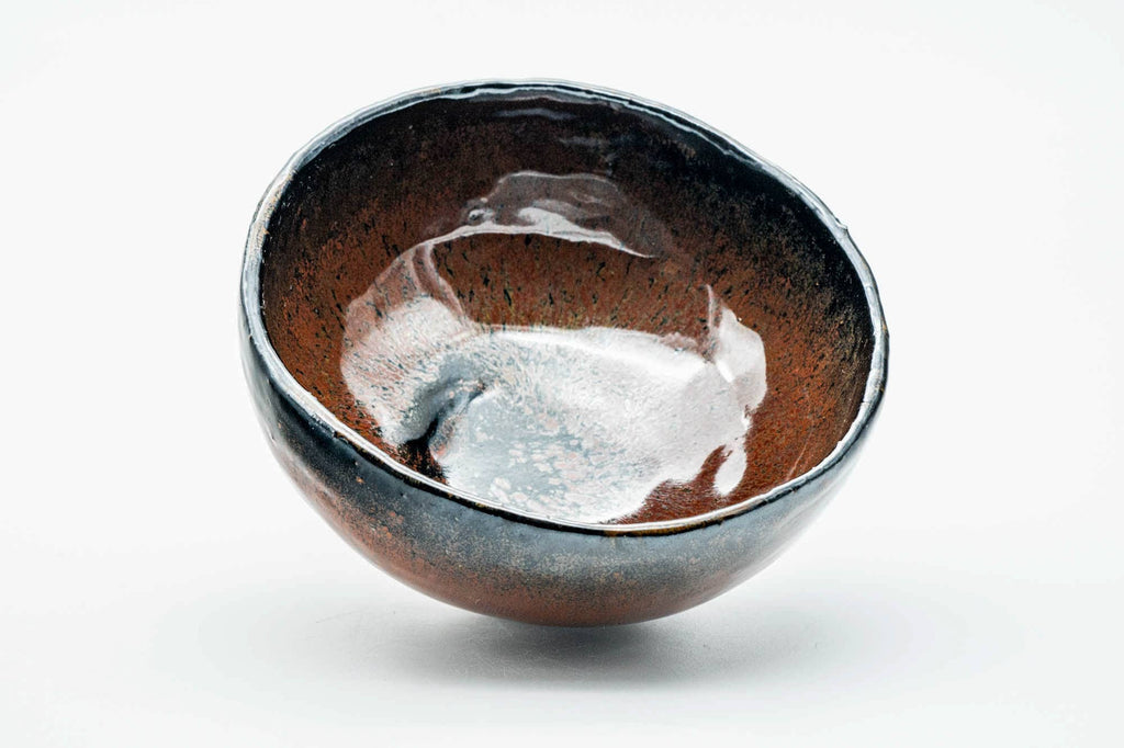 Japanese Matcha Bowl - Black Orange Glazed Wabi-Sabi Chawan - 150ml