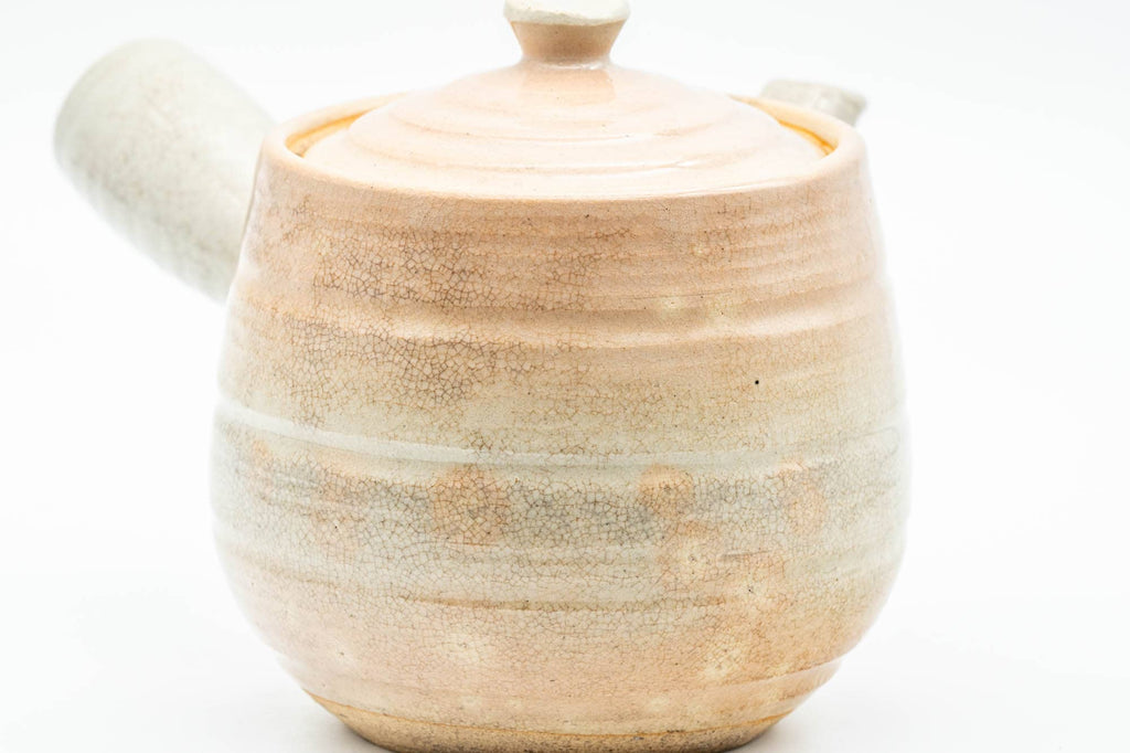 Japanese Kyusu - Beige Pink Spiraling Hagi-yaki Do-ake Teapot - 340ml