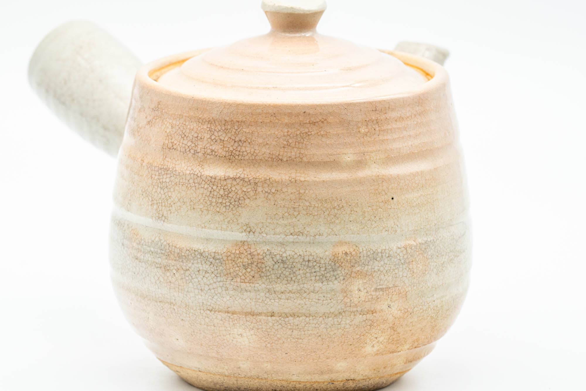 Japanese Kyusu - Beige Pink Spiraling Hagi-yaki Do-ake Teapot - 340ml