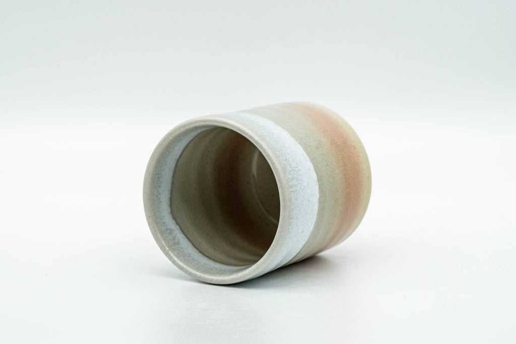 Japanese Teacup - Beige White Peach Tsutsu-gata Hagi-yaki Yunomi - 125ml