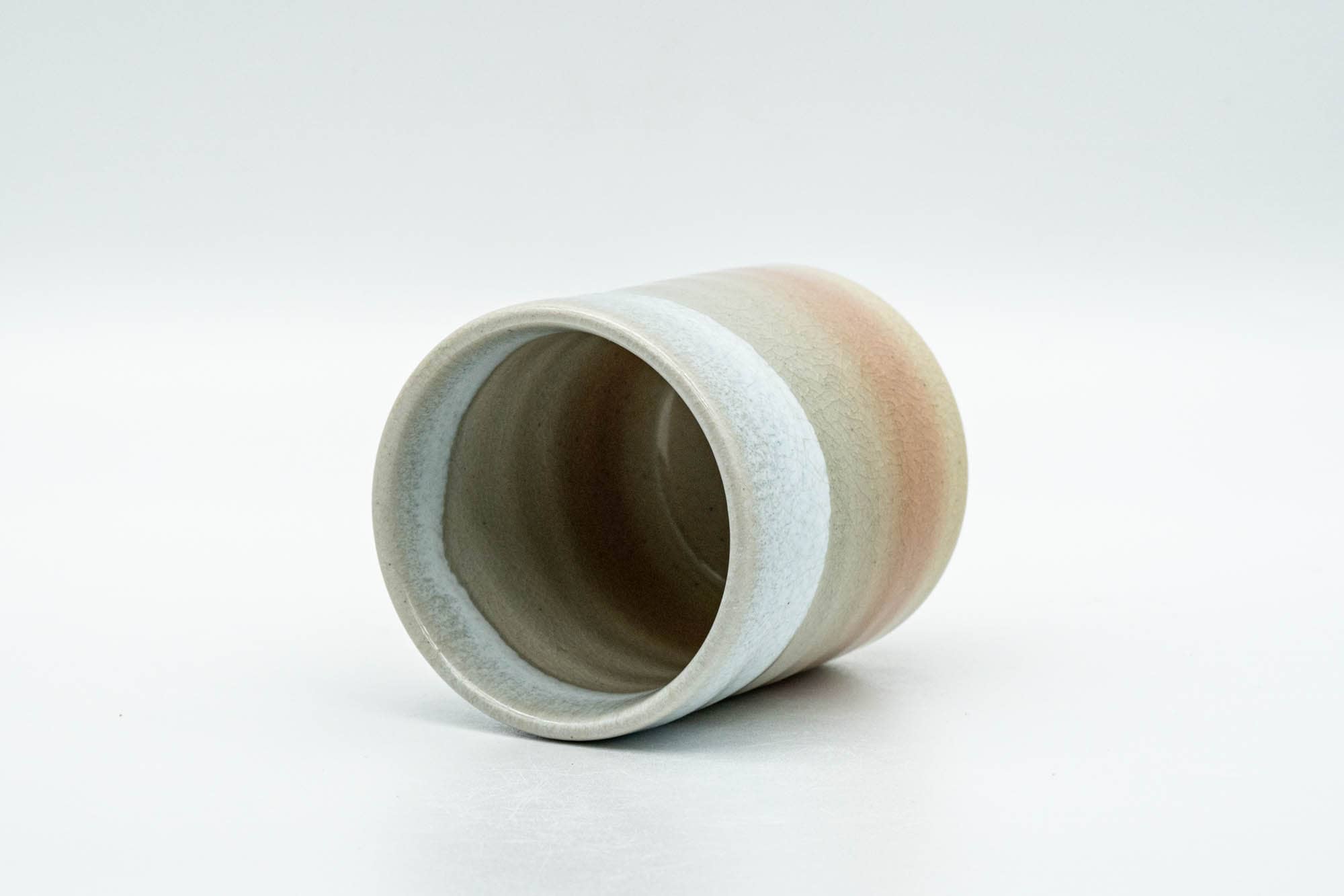 Japanese Teacup - Beige White Peach Tsutsu-gata Hagi-yaki Yunomi - 125ml