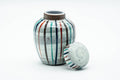 Japanese Chatsubo - Striped Brush Stroke Glazed Tea Canister - 200ml