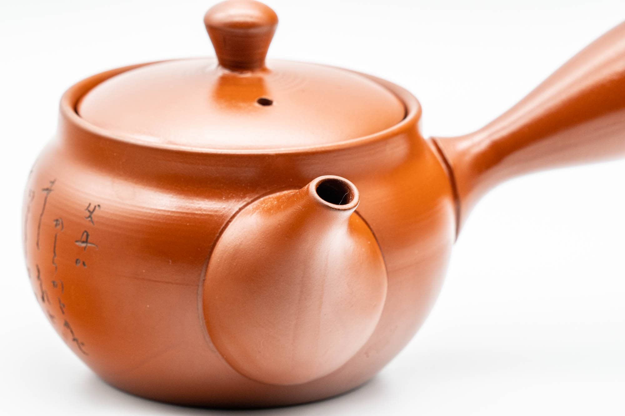 Japanese Kyusu - Calligraphy Engraved Tokoname-yaki Mesh Teapot - 260ml