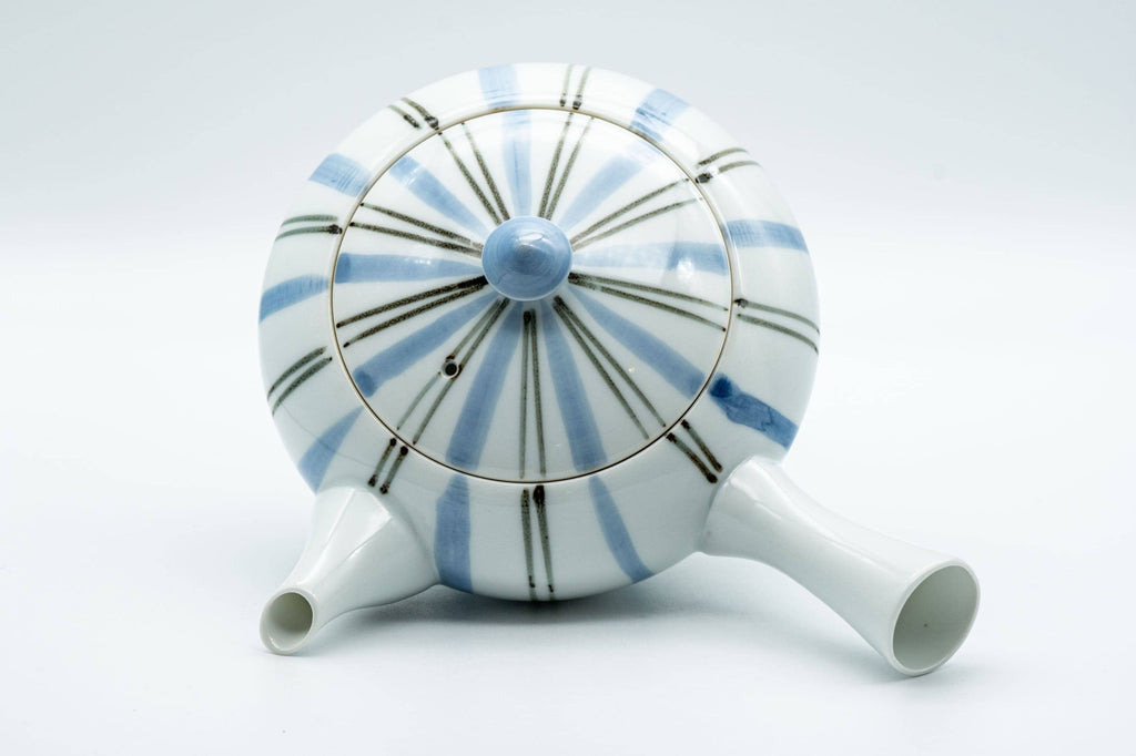 Japanese Kyusu - Blue Striped Arita-yaki Debeso Teapot - 300ml