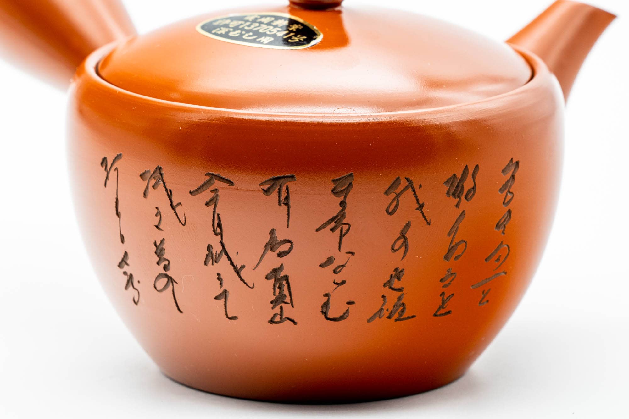 Japanese Kyusu - Calligraphy Engraved Tokoname-yaki Mesh Teapot - 275ml