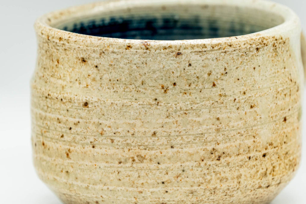 Japanese Teacup - Beige Blue Cerulean Interior Glazed Ushirode Yunomi - 125ml