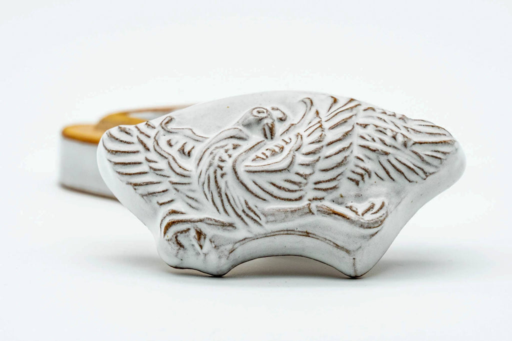 Japanese Kogo - 赤膚山 Akiyama Kiln - White Bird Akahada-yaki Incense Container
