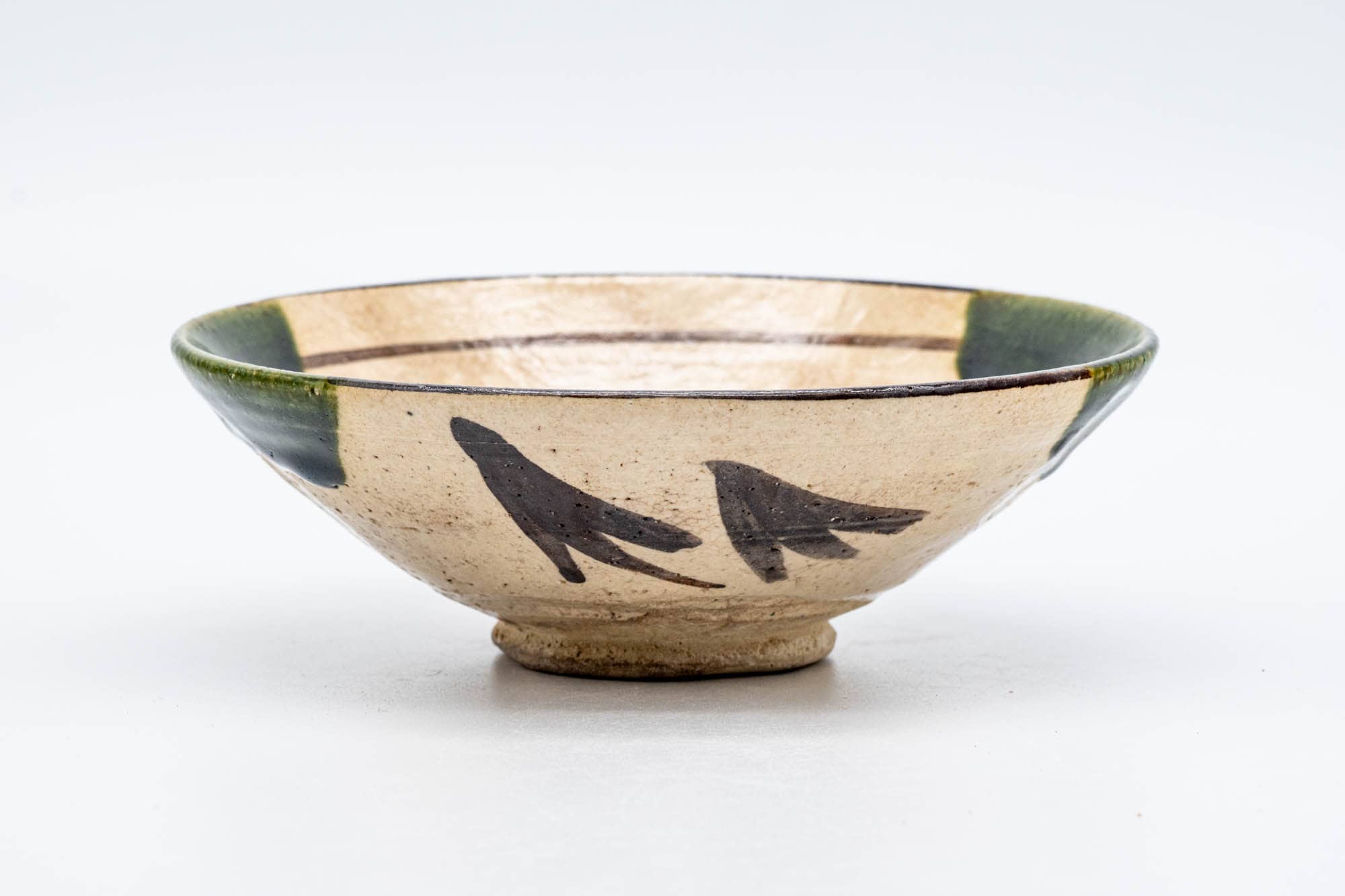 Japanese Matcha Bowl - 野田東山 Noda Higashiyama - 長曽窯 Nagaso Kiln - Ao-Oribe Summer Chawan - 150ml