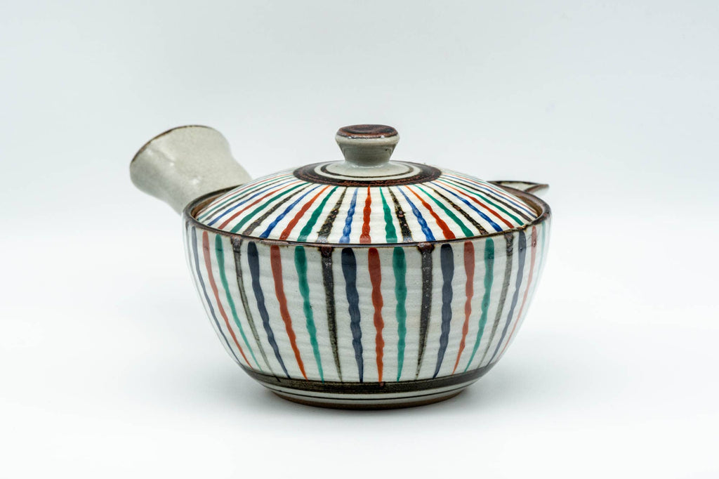 Japanese Kyusu - Multi-Coloured Stripes Do-ake Triangular-Spouted Teapot - 275ml