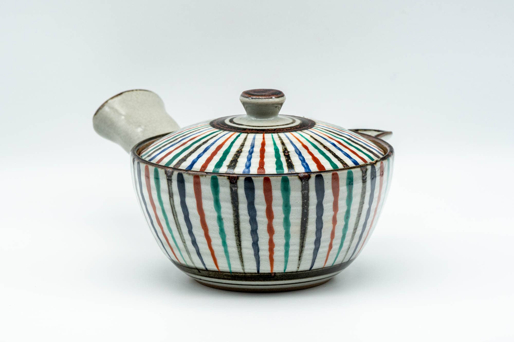 Japanese Kyusu - Multi-Coloured Stripes Do-ake Triangular-Spouted Teapot - 275ml