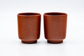 Japanese Teacups - Pair of Smooth Red Shudei Tokoname-yaki Yunomi