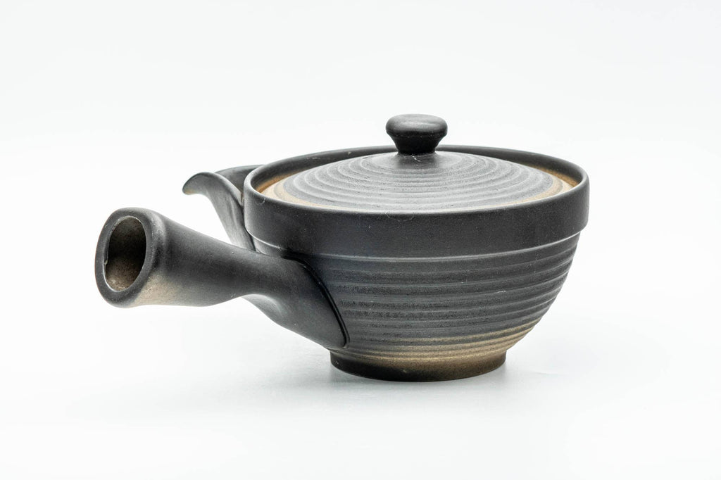 Japanese Kyusu - Black Matte Glazed Sasame Ceramic Filter Teapot - 400ml