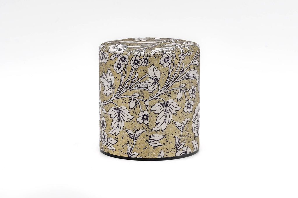 Gold White Floral Florentine Paper Tea Canister - 100g
